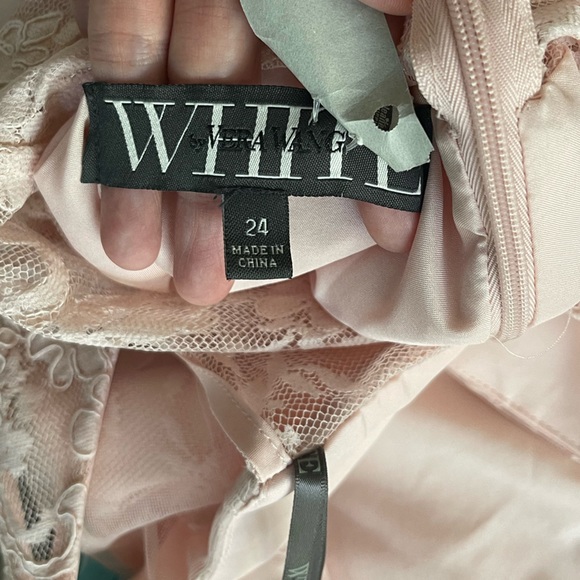 White by Vera Wang Tulle Surplice Bridesmaid Dress with Sash - Blush - 24 - Picture 7 of 10